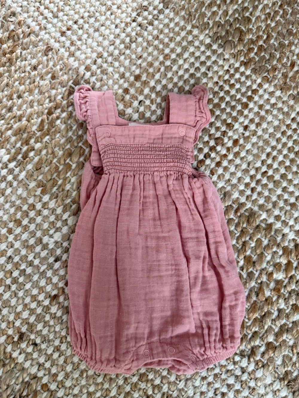 Angel Dear Dusty Rose Smocked Baby Romper